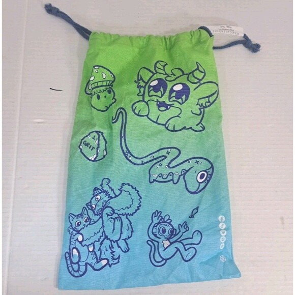 MAKESHIP Plush Collectible Drawstring Bag Green Blue Storage Sack Only NO PLUSH - Picture 2 of 2